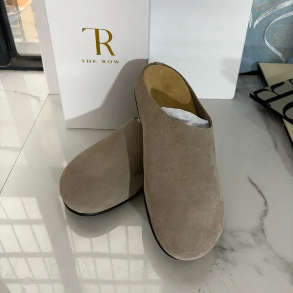The Row Taupe Suede Slip-On Mules - Picture 4 of 5